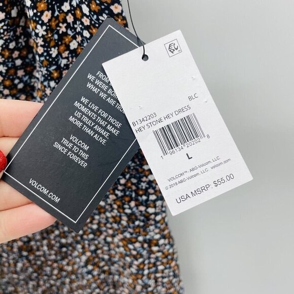 Volcom Juniors Large Floral Print Hey Stone Hey Slit-Front Midi Dress Black $55 - Picture 9 of 10